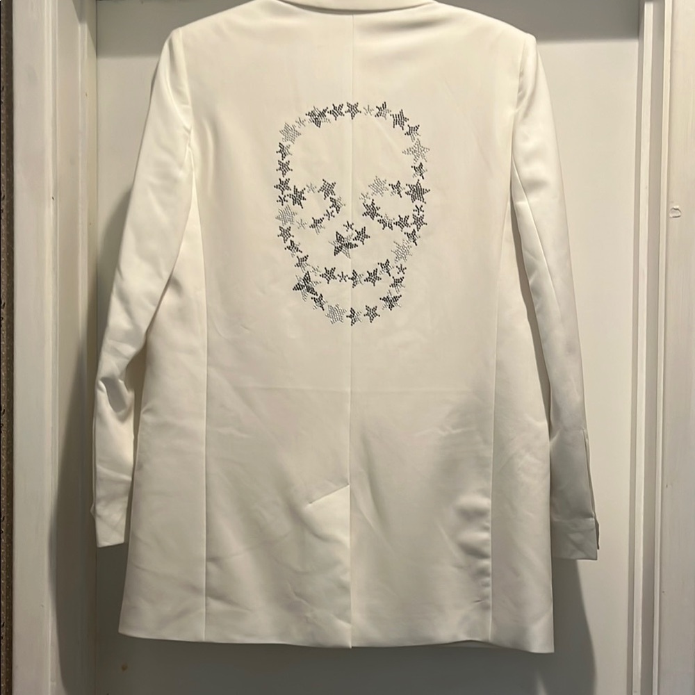 Zadig & Voltaire White Blazer Scull Classic Suit Jacket. Size 38.Oversized Style